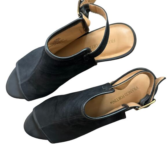 Franco Fortini | Size 9.5 Aniston Leather Peep Toe Block Heel Buckle Strap - Picture 3 of 11